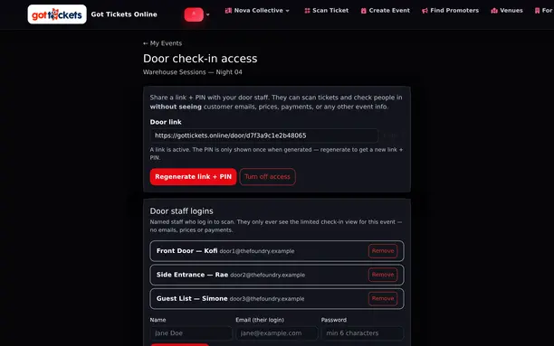 Door check-in — GotTickets