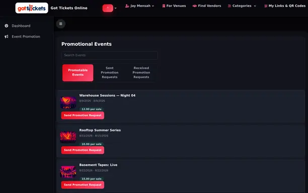 Pick your events — GotTickets